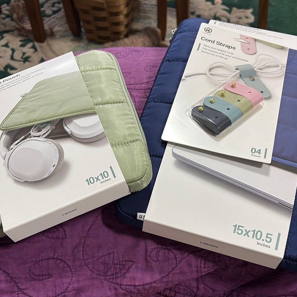 U Brands Green and Blue Quilted Laptop Sleeves